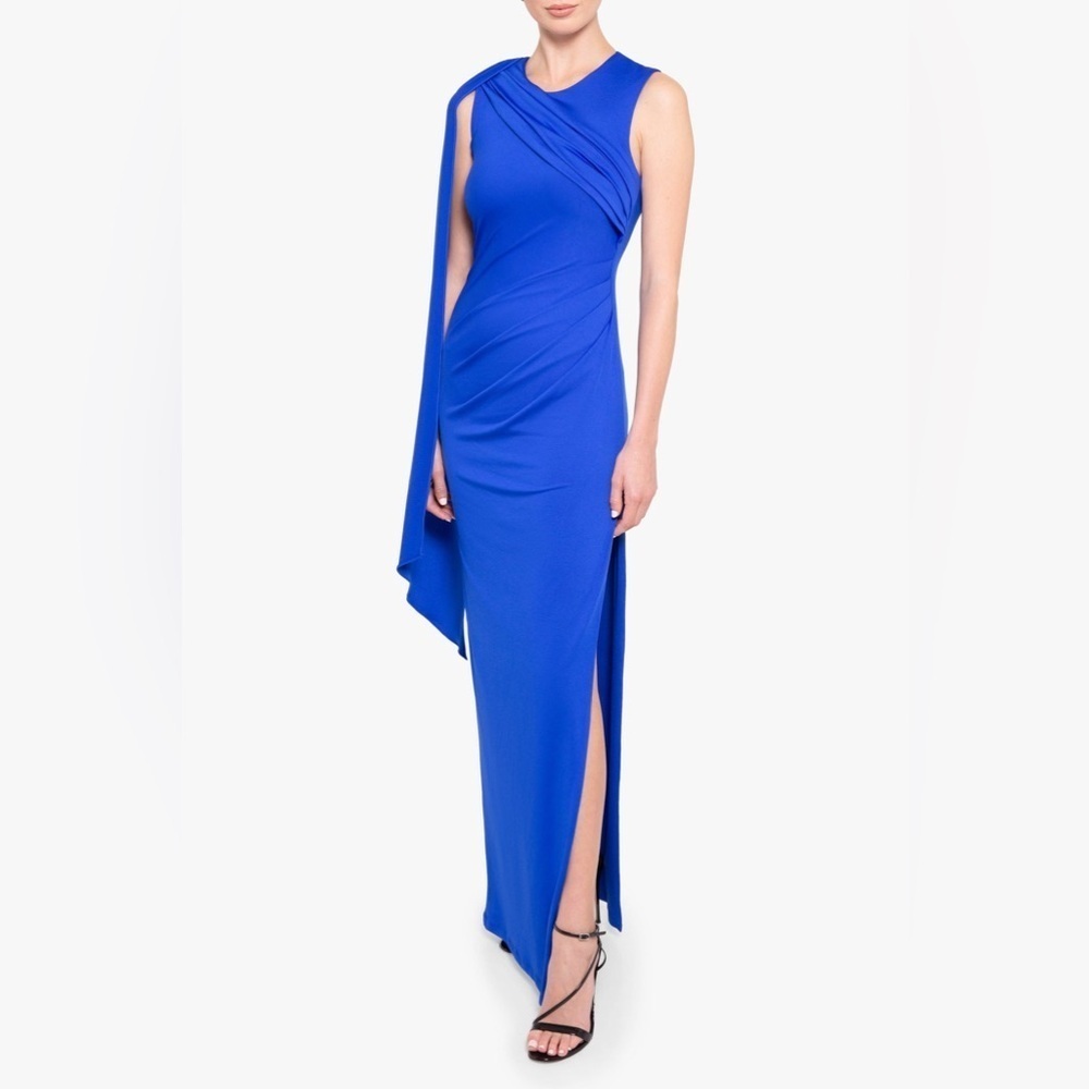 Black Halo Aruna Gown Blue Maxi Dress Size 0 B3100 - Picture 2 of 10